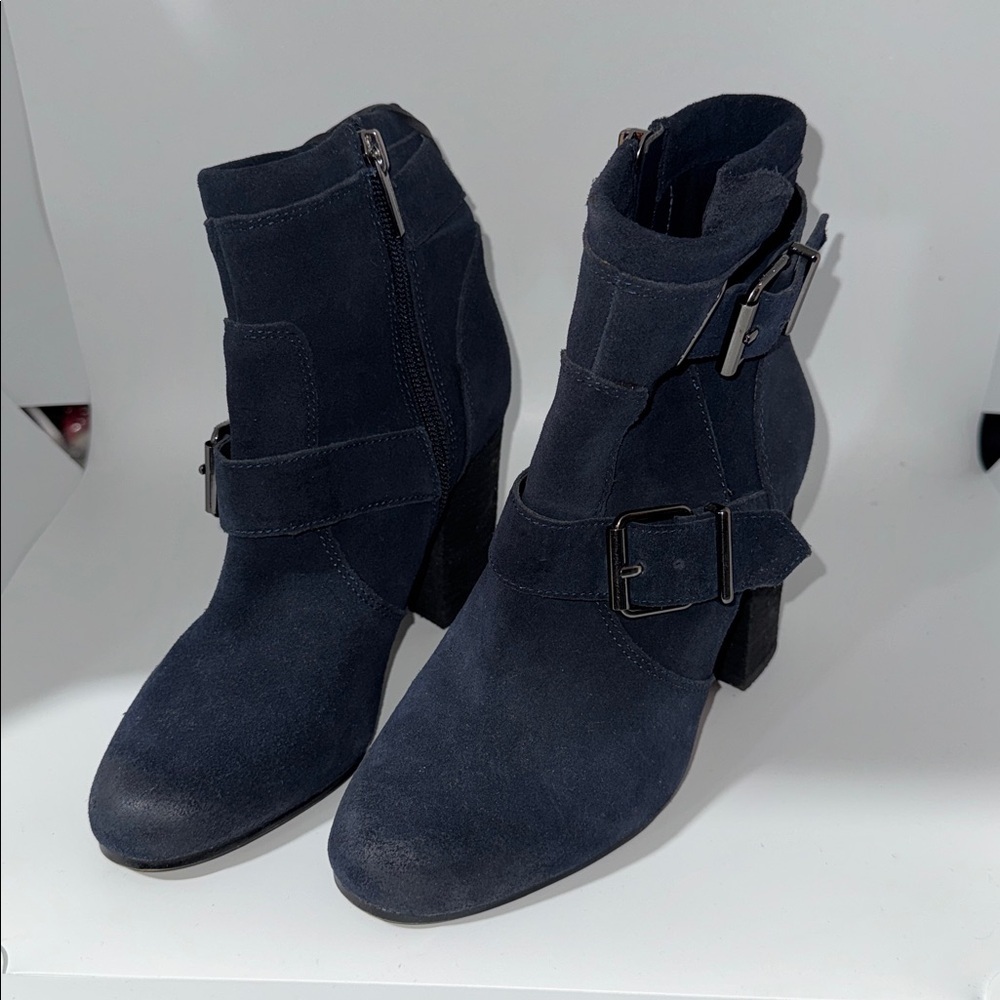 Vince Camuto Blue Leather suede Buckle Boots size - 5